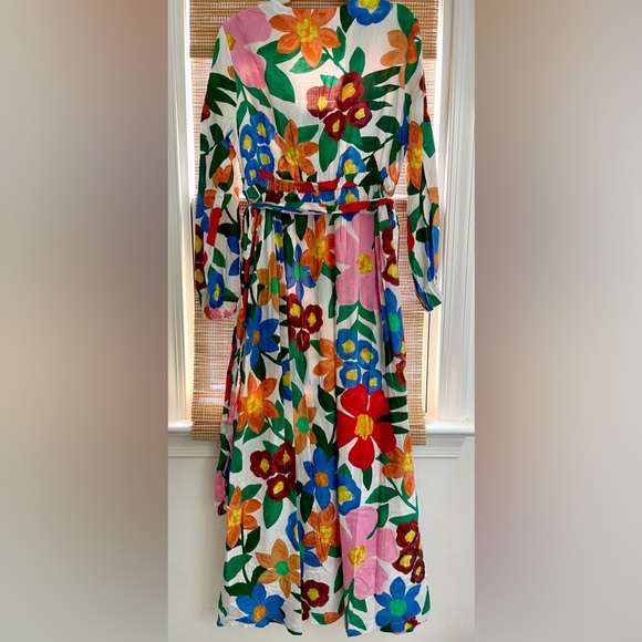 Mara Hoffman Luna Flora Maxi Dress Size Large L FLAWS - Picture 5 of 11